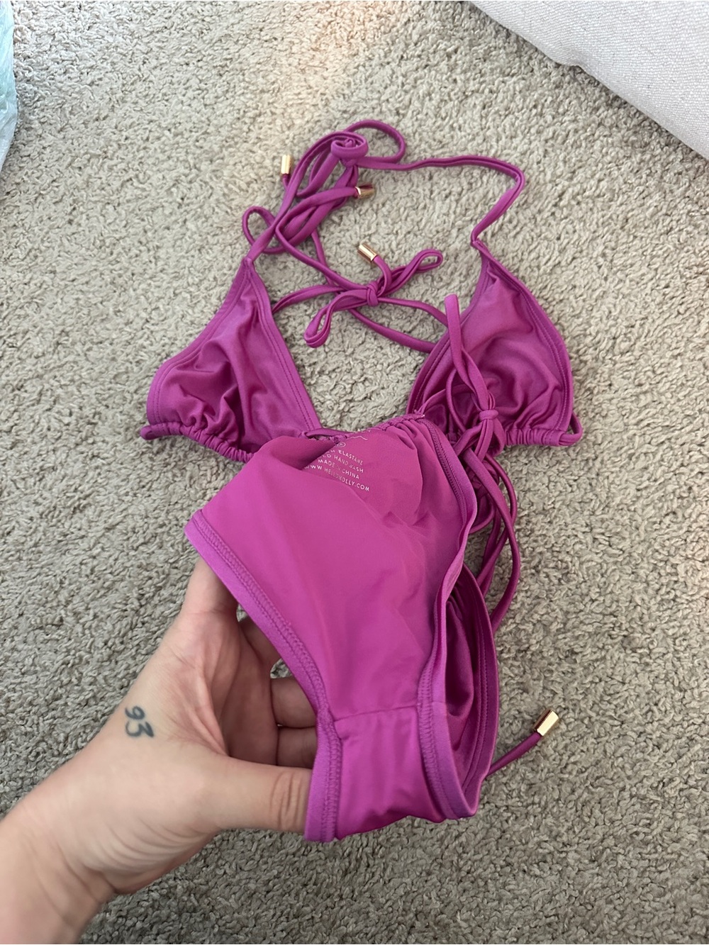 Hello Molly Fuchsia String Triangle Bikini - Picture 5 of 5